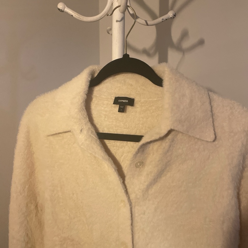 Express Women's Cream Teddy Jacket
